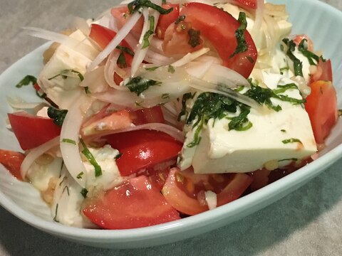 豆腐とトマトの揚げ玉サラダ♪